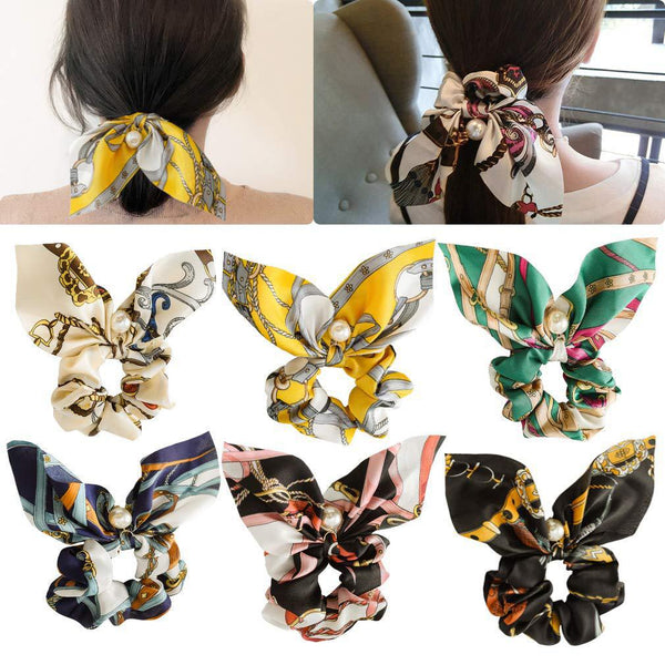 Pearl Pendant Large Intestine Ring Hair Band Women's Hair Knot Knotted Big Bow Hair Rope Mostore.com