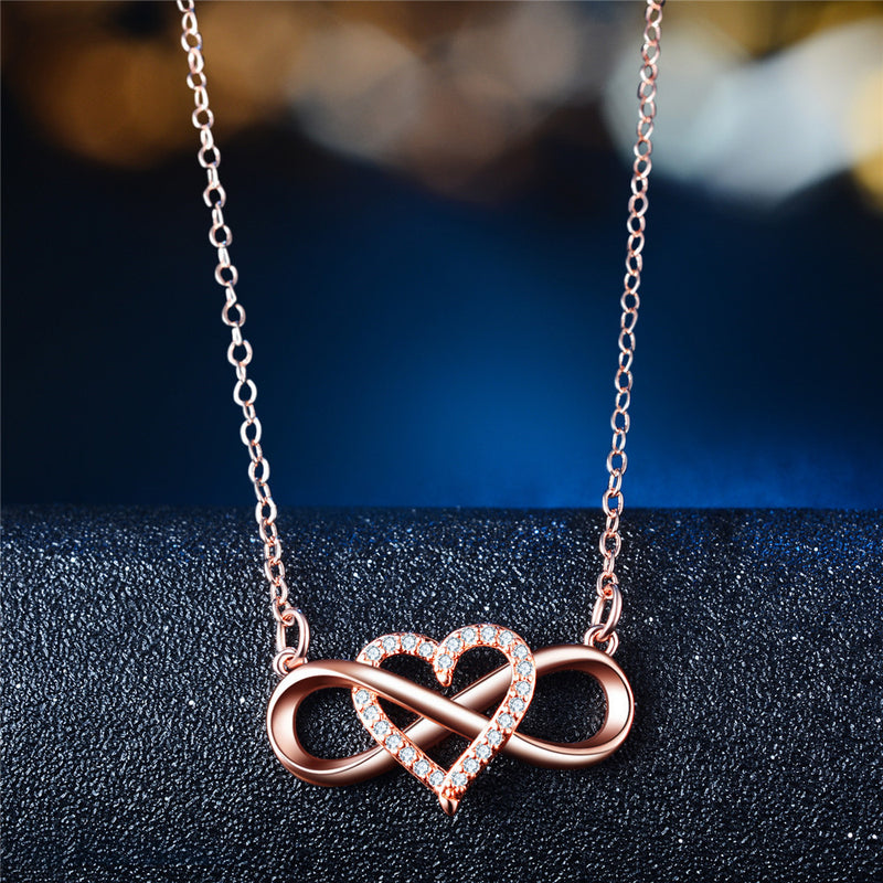 Tie Love Heart Micro Inlay Series Pendant Necklace Mostore.com