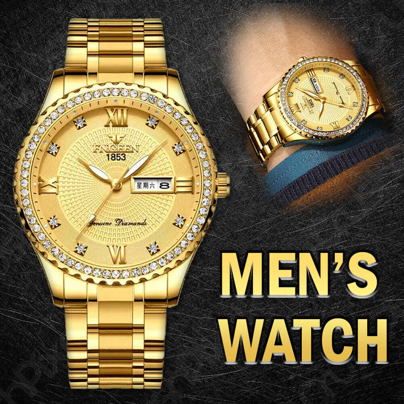 Classic Gold Men Quartz Watch Relojes De Hombre Stainless Steel Business Watches Mostore.com