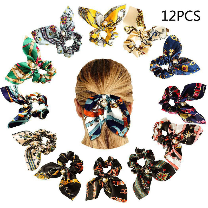Pearl Pendant Large Intestine Ring Hair Band Women's Hair Knot Knotted Big Bow Hair Rope Mostore.com