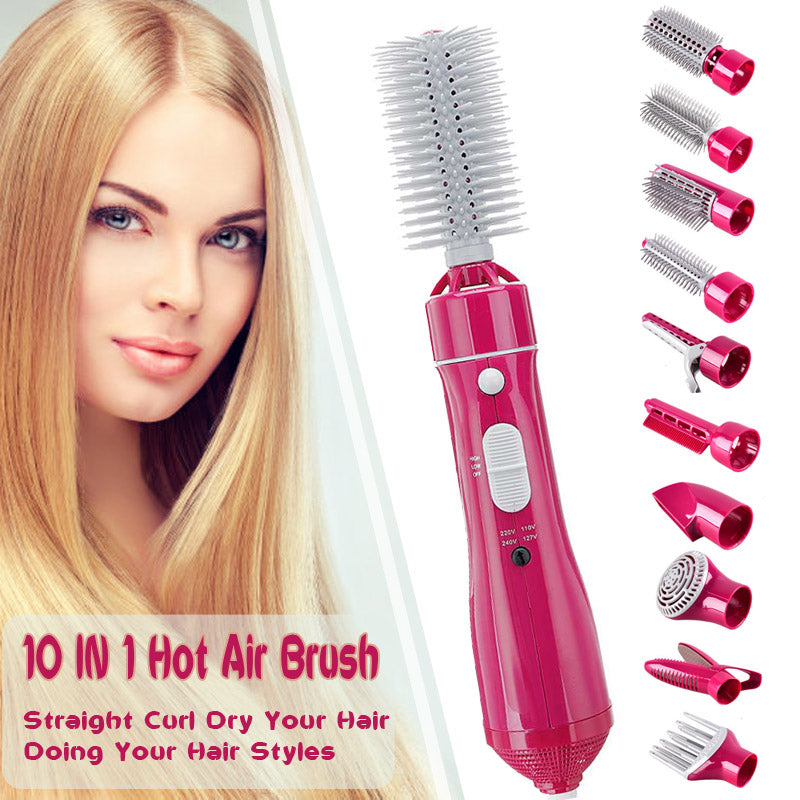 7 in 1Multi-functional Hot Air Comb Dry  Care One Step Hair Dryer Salon Collection Hair Straight Curler Two Use Mostore.com