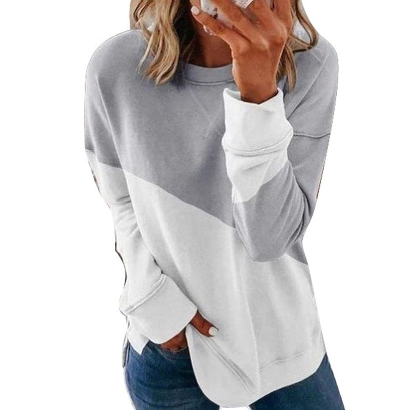 Round Neck Long Sleeve Sweater Color Matching Tops Sport Clothes American Varieties