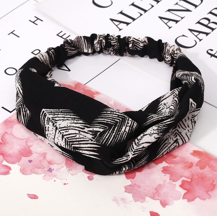 Women Retro Style Hairband floral Print Headband Cross Mostore.com