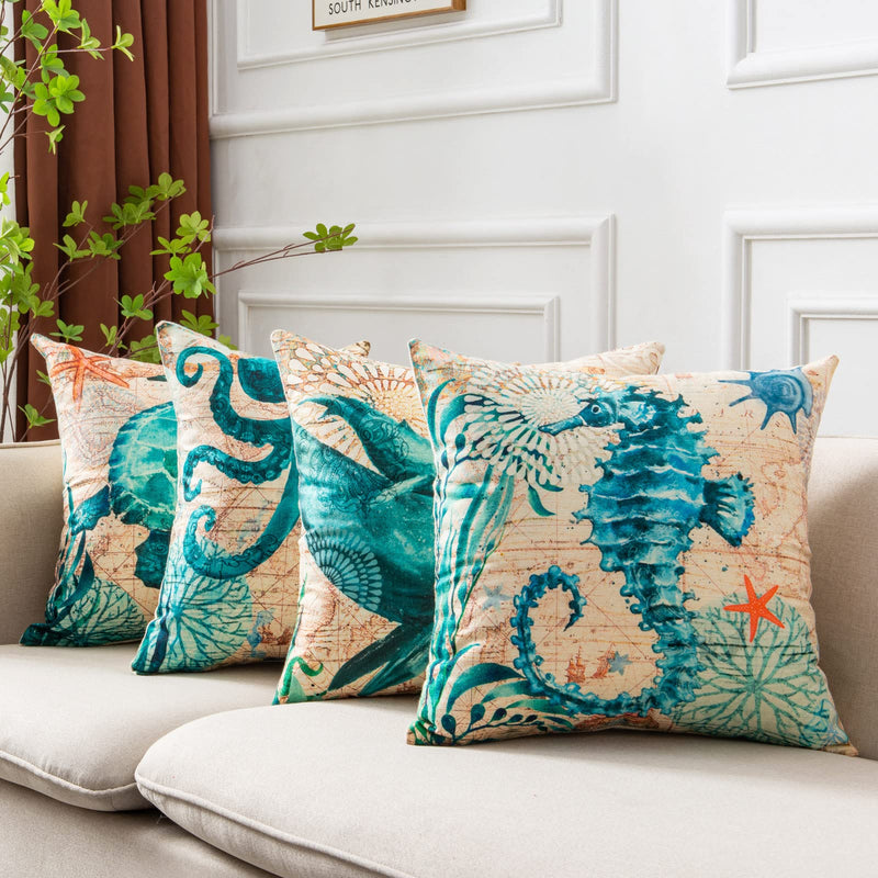 Cushion Covers Sea Turtle Printed Throw Pillow Cases For Home Decor Sofa Chair Seat Mostore.com