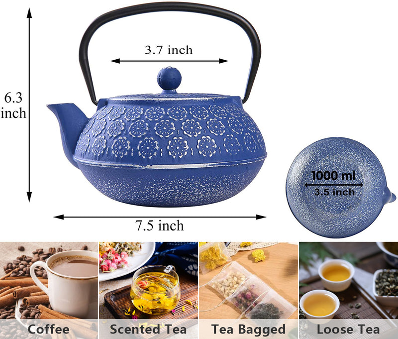 3.5Lbs  34oz Tea Kettle, Japanese -style Cast Iron Teapot With 304 Stainless Steel Infuser For Loose Leaf Tea Mostore.com