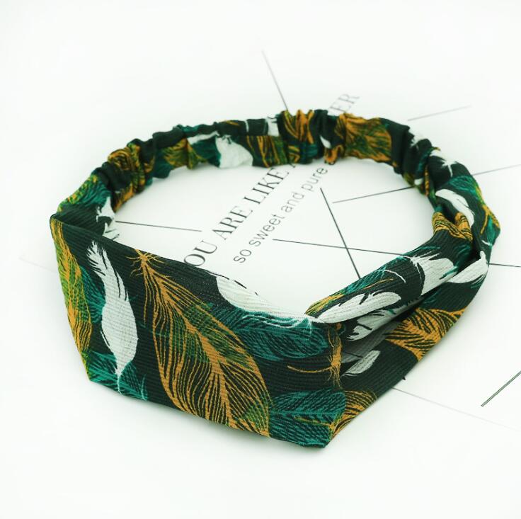 Women Retro Style Hairband floral Print Headband Cross Mostore.com