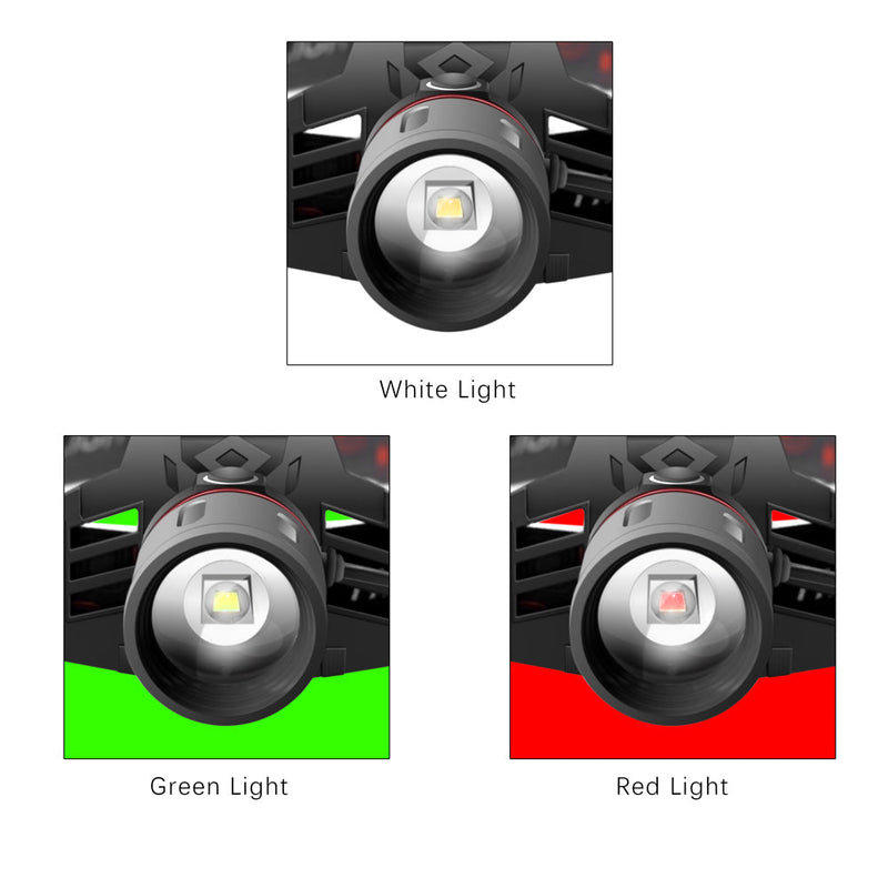 T6 white light green light red light zoom headlight American Varieties