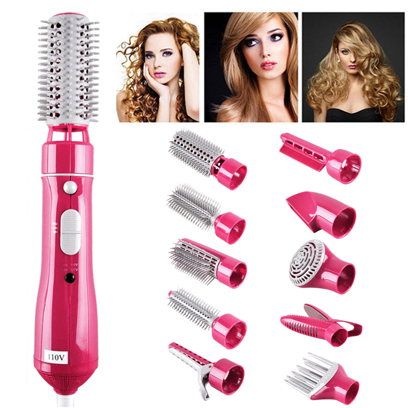 7 in 1Multi-functional Hot Air Comb Dry  Care One Step Hair Dryer Salon Collection Hair Straight Curler Two Use Mostore.com