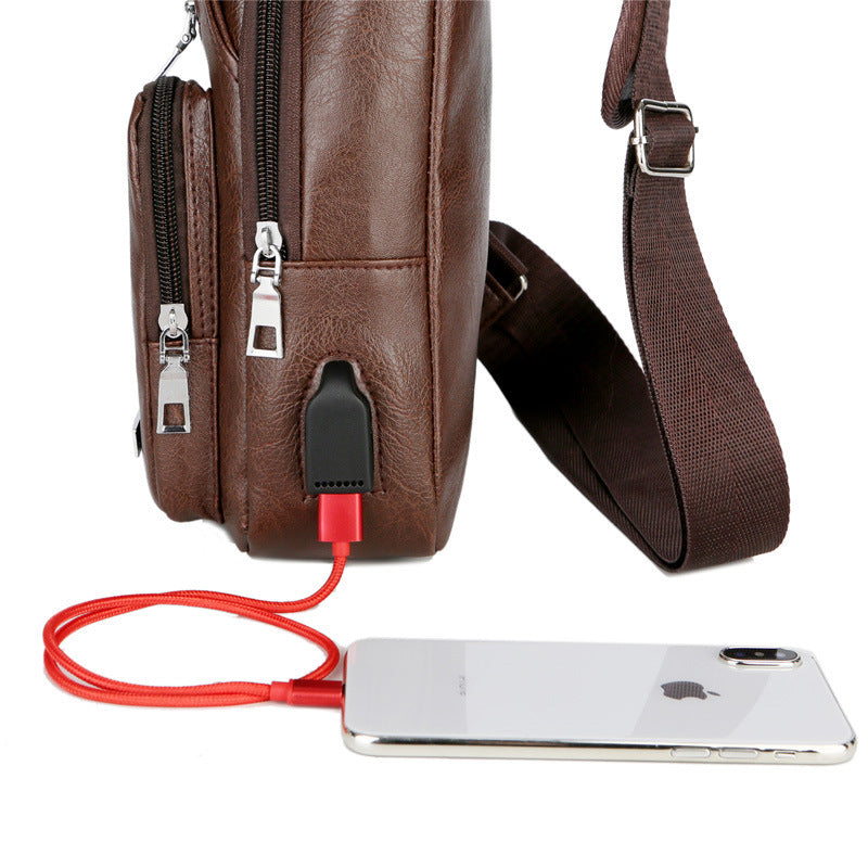 USB Portable Charging Chest Bag Messenger Bag Mostore.com