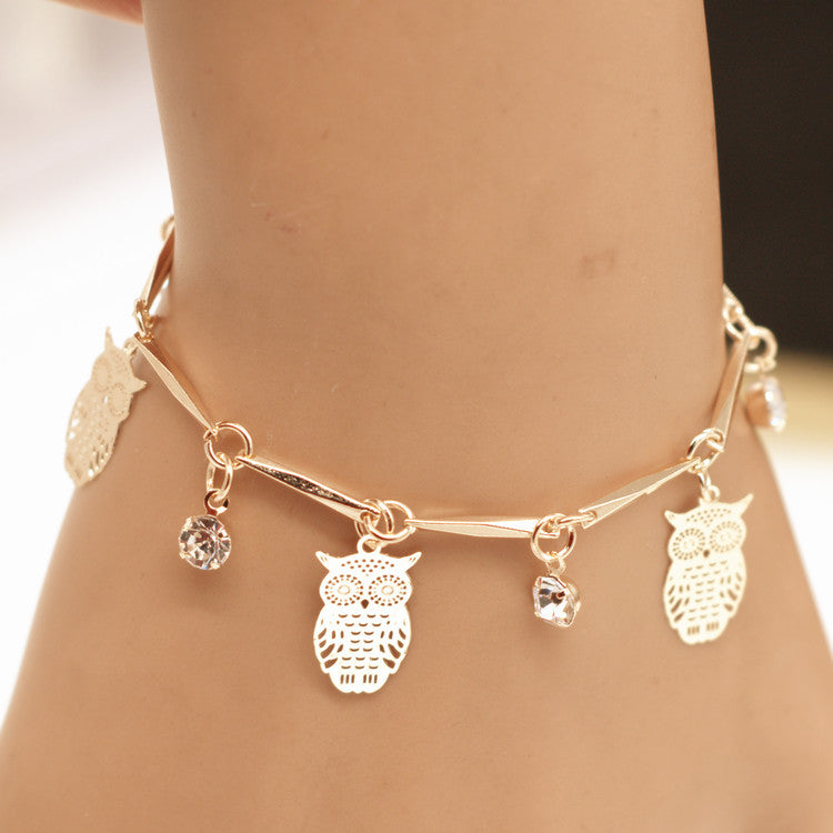 Ethnic Style Golden Owl Tassel Bracelet Mostore.com