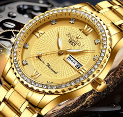 Classic Gold Men Quartz Watch Relojes De Hombre Stainless Steel Business Watches Mostore.com