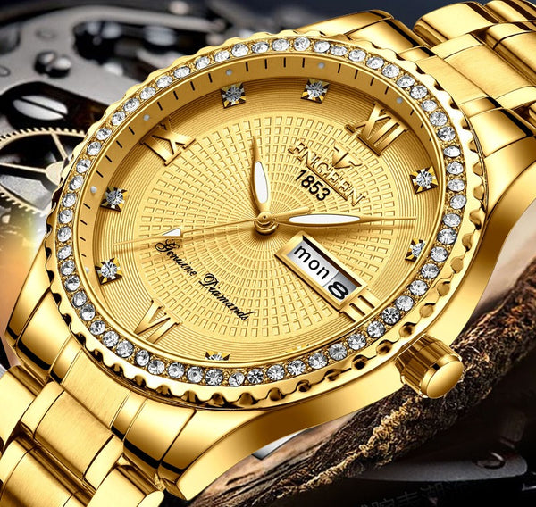 Classic Gold Men Quartz Watch Relojes De Hombre Stainless Steel Business Watches Mostore.com