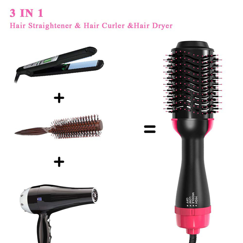 2 in 1 Multifunctional Hair Dryer & Volumizer Hair Brush Roller Rotate Comb Styling Straightening Curling Iron Mostore.com