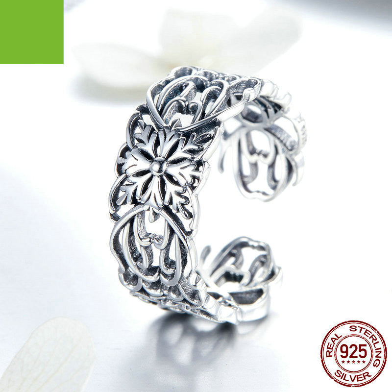Vintage Flower Ring Silver 925 Sterling Silver Ring Mostore.com