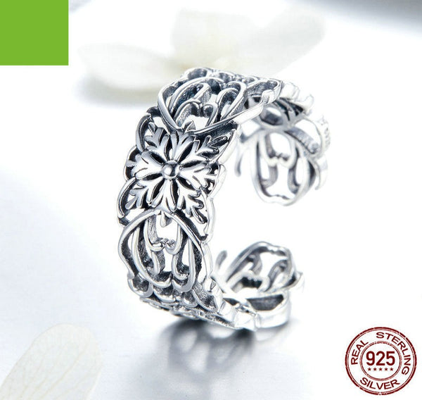 Vintage Flower Ring Silver 925 Sterling Silver Ring Mostore.com