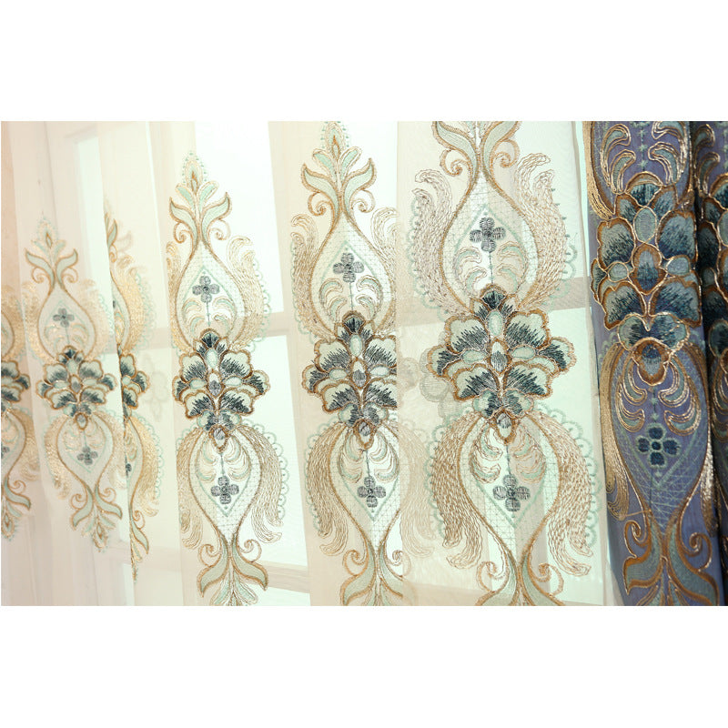 Slub cotton embroidery curtain fabric CJ