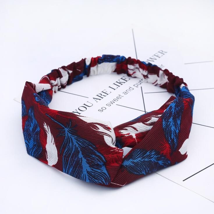 Women Retro Style Hairband floral Print Headband Cross Mostore.com