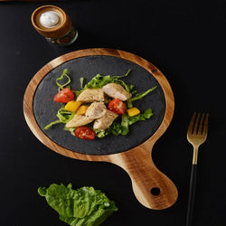 Black Wood Pizza Dish Wooden Plate Mostore.com