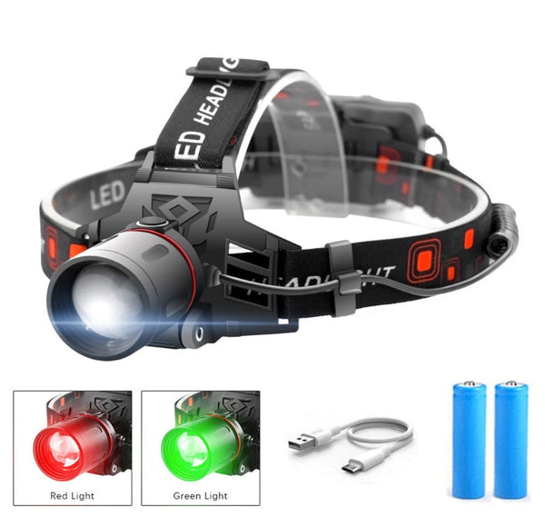 T6 white light green light red light zoom headlight American Varieties