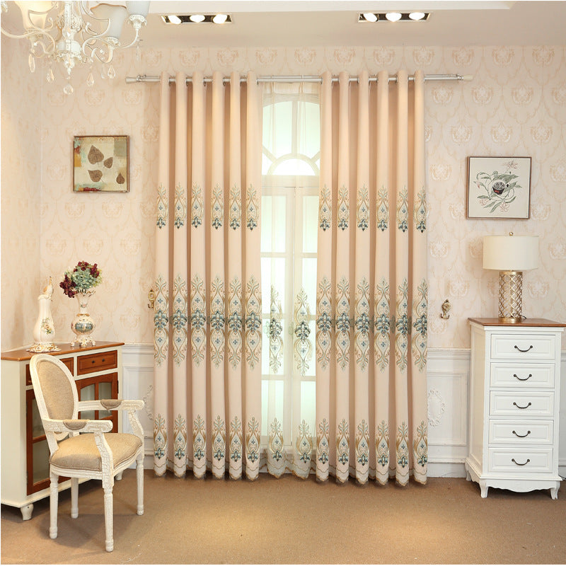 Slub cotton embroidery curtain fabric CJ