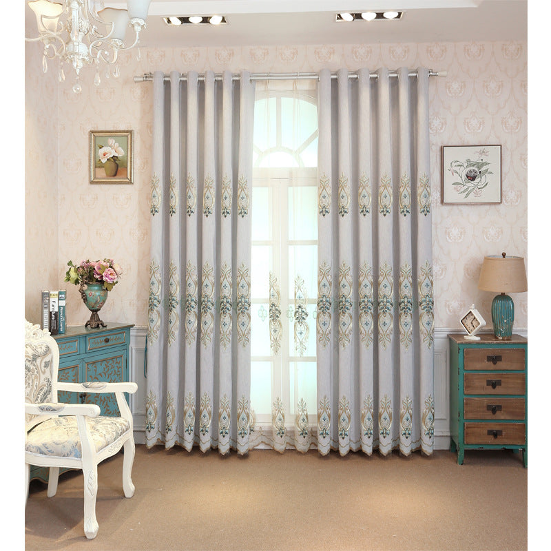 Slub cotton embroidery curtain fabric CJ