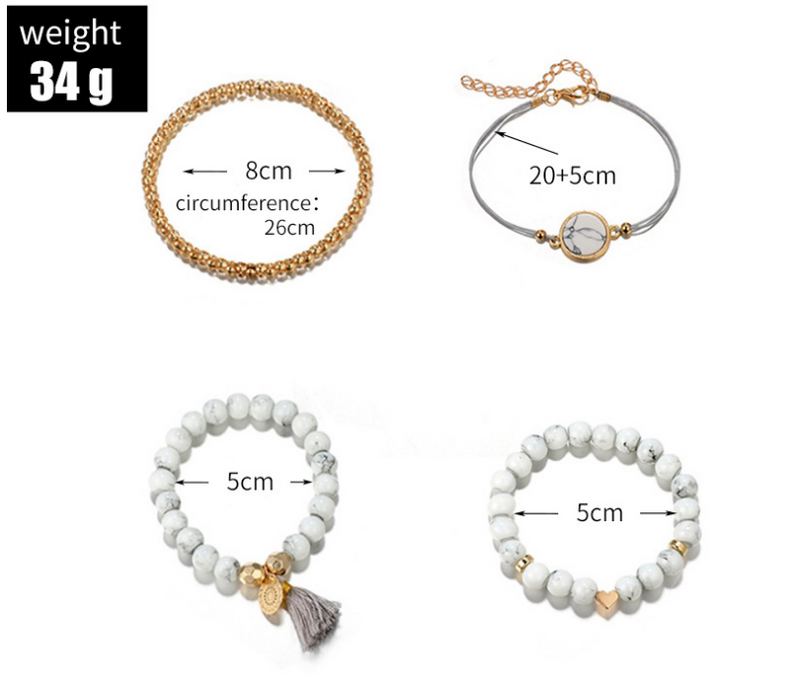 Geometric Creative Hollow Fringed Pine Stone Bracelet Four-piece Mostore.com