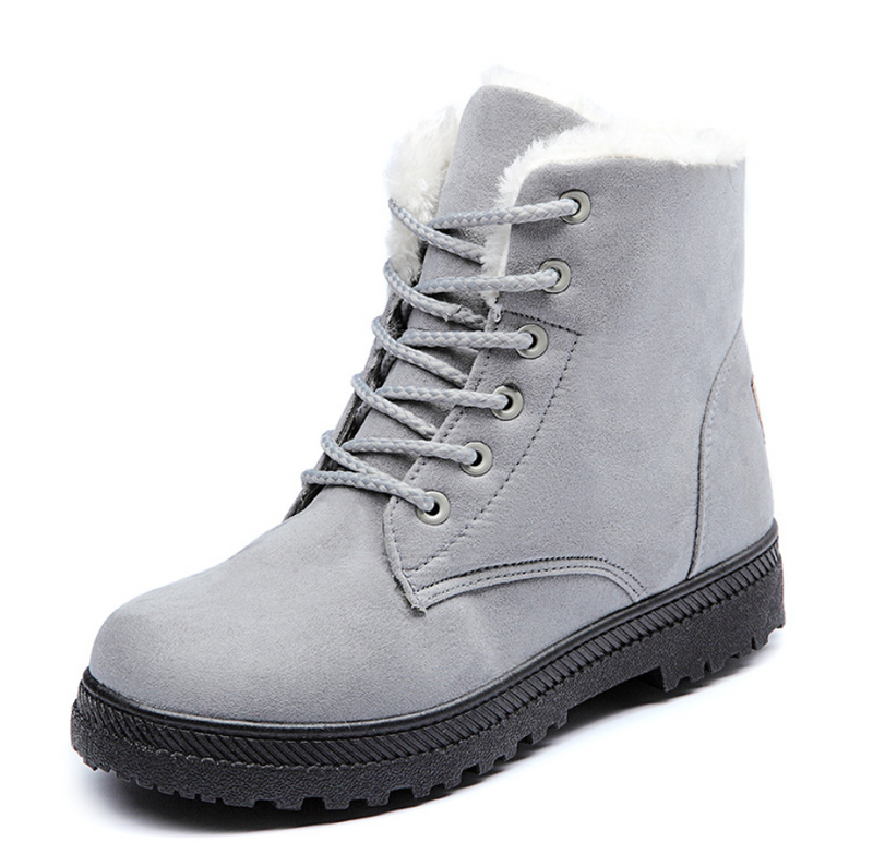 Winter New Women Snow Boots Flat With Large Size Casual Cotton Shoes Trend Women Vulcanized Shoes Artificial Plush Mostore.com