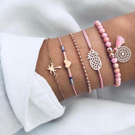 Bead Chain Bracelet Set Anklet Mostore.com