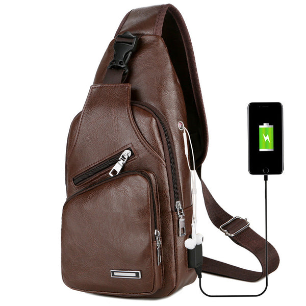 USB Portable Charging Chest Bag Messenger Bag Mostore.com