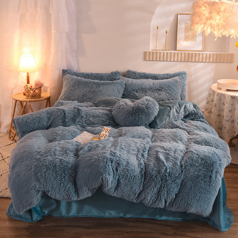 Luxury Thick Fleece Duvet Cover Queen King Winter Warm Bed Quilt Cover Pillowcase Fluffy Plush Shaggy Bedclothes Bedding Set Mostore.com