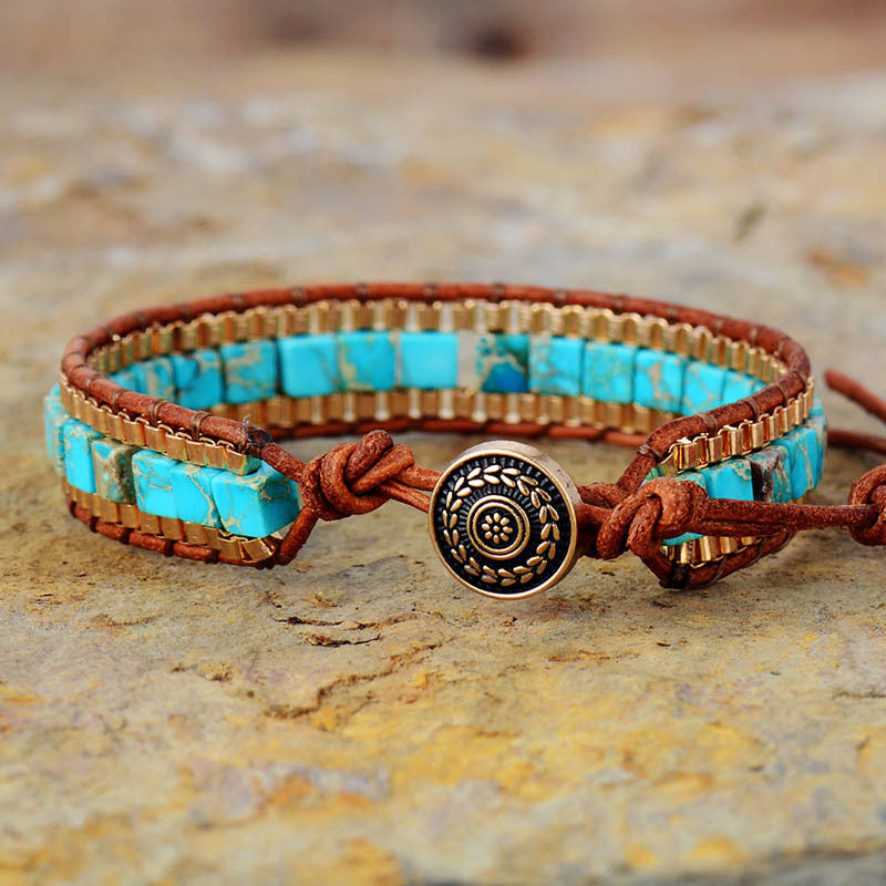 Fashion Imperial Stone Hand-woven Leather Bracelet Mostore.com