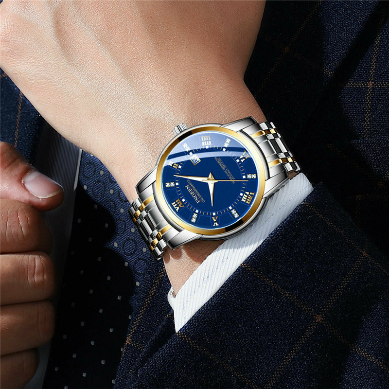 Stainless Steel Watch For MEN Quartz Luminous Classic Watches For Father Elderly Mostore.com