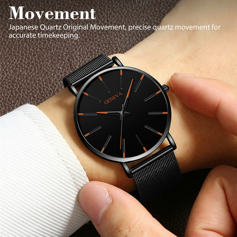 Luxury Men's Quartz Watch Stainless Steel Analog Ultra Thin Waterproof Business Mostore.com