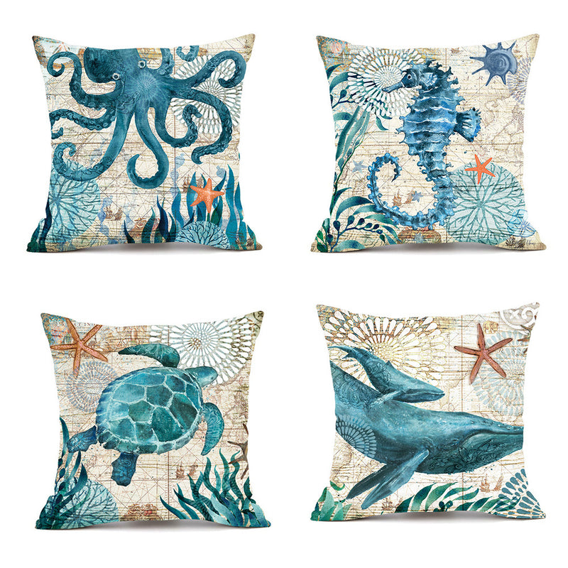 Cushion Covers Sea Turtle Printed Throw Pillow Cases For Home Decor Sofa Chair Seat Mostore.com