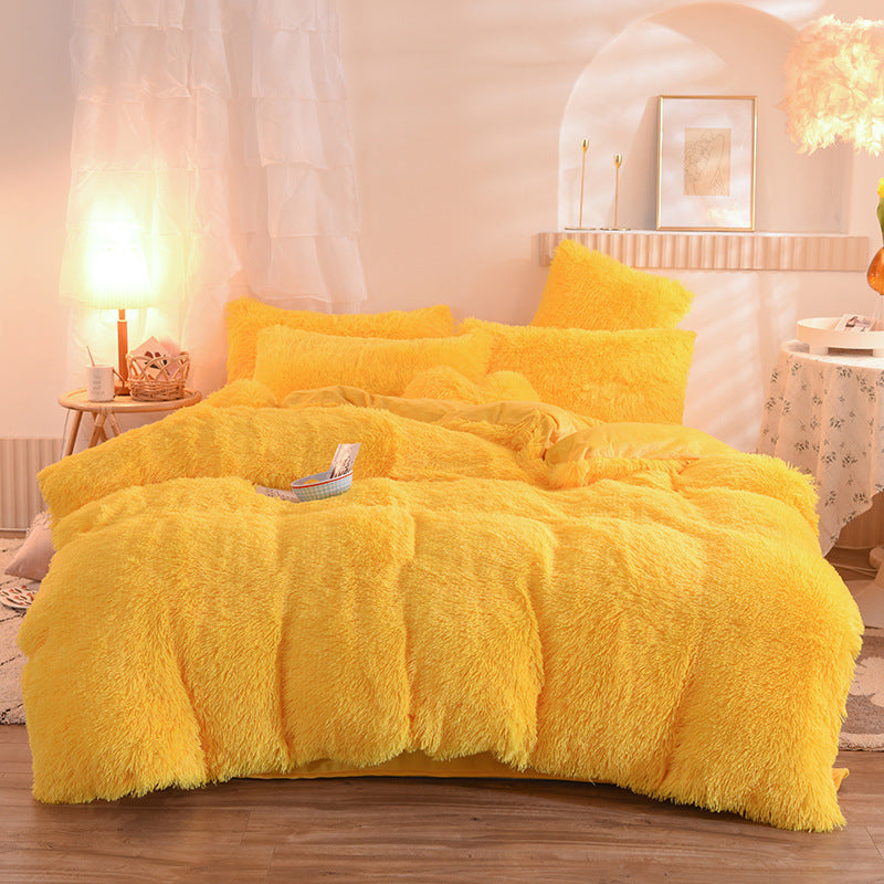 Luxury Thick Fleece Duvet Cover Queen King Winter Warm Bed Quilt Cover Pillowcase Fluffy Plush Shaggy Bedclothes Bedding Set Mostore.com