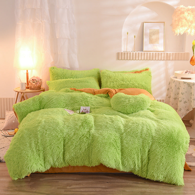 Luxury Thick Fleece Duvet Cover Queen King Winter Warm Bed Quilt Cover Pillowcase Fluffy Plush Shaggy Bedclothes Bedding Set Mostore.com