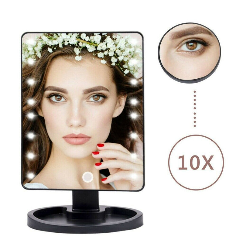 Professional 22 LED Makeup Mirror Light Portable Rotation Vanity Lights Lamp Touch Bright Adjustable USB Or Battery Use 22 LED Makeup Mirror Lighted Stand Tabletop Touch Screen Vanity White or Black Mostore.com
