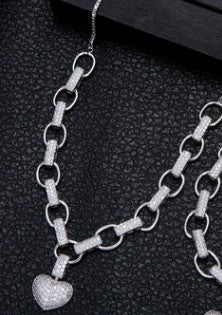 Micro Inlaid Heart-Shaped Necklace And Bracelet Set Mostore.com