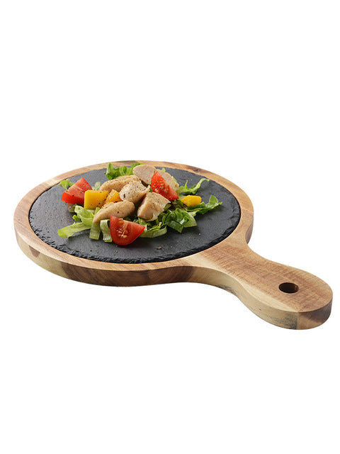 Black Wood Pizza Dish Wooden Plate Mostore.com