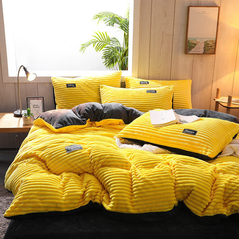 Double-sided magic velvet four-piece coral velvet bedding Mostore.com