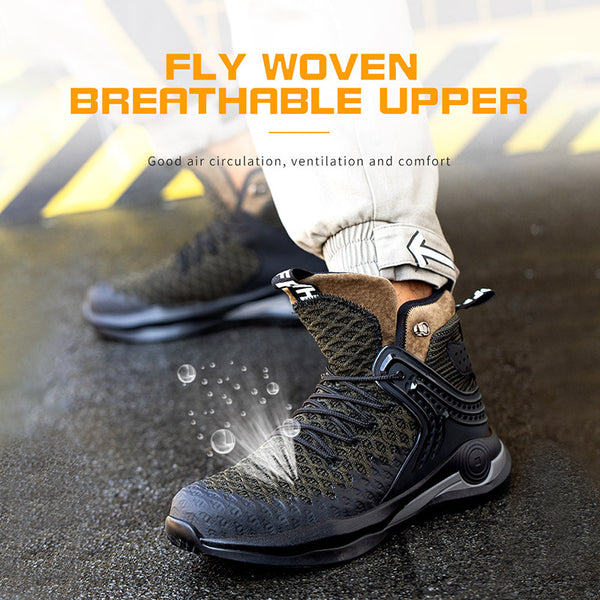 High-top Safety Shoes Construction Protective Footwear Men Steel Toe Shoes Breathable Hiking Boots Puncture Proof Work Boots Mostore.com