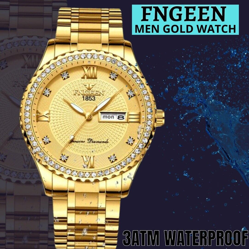 Classic Gold Men Quartz Watch Relojes De Hombre Stainless Steel Business Watches Mostore.com