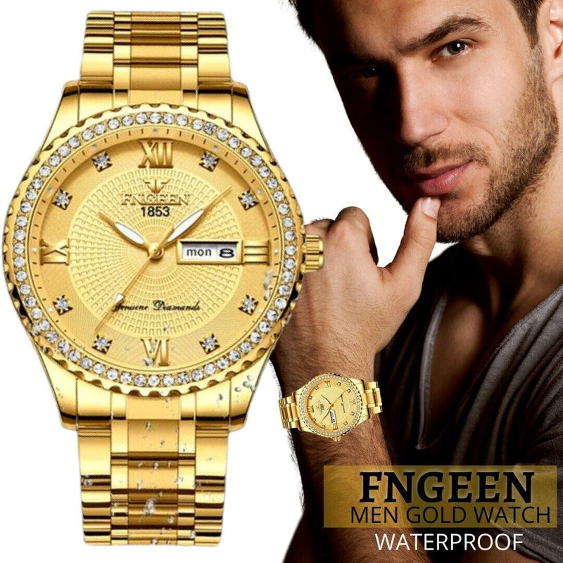 Classic Gold Men Quartz Watch Relojes De Hombre Stainless Steel Business Watches Mostore.com
