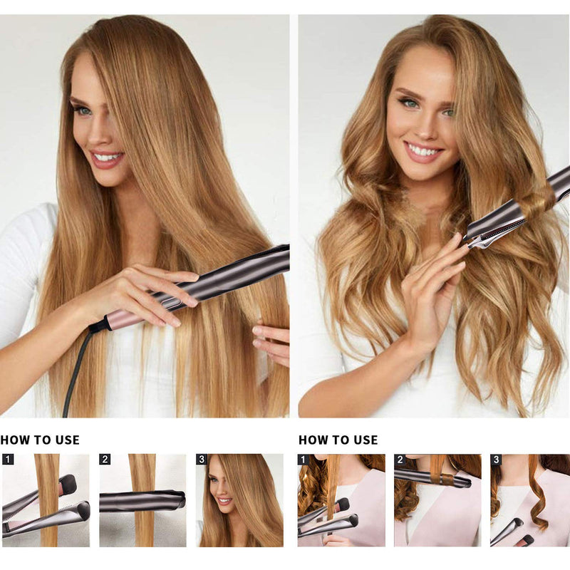2 in 1 Electric Hair Straightener Ceramic Curling Wand Iron Curler Mostore.com