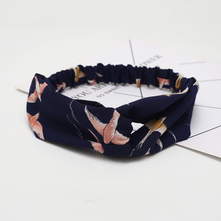 Women Retro Style Hairband floral Print Headband Cross Mostore.com