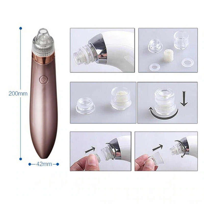 Electric Blackhead Vacuum Pore Cleaner Acne Pimple Remover Strong Suction Tool Electric Blackhead Remover Pore Vacuum Suction Diamond Dermabrasion Face Cleaner Mostore.com