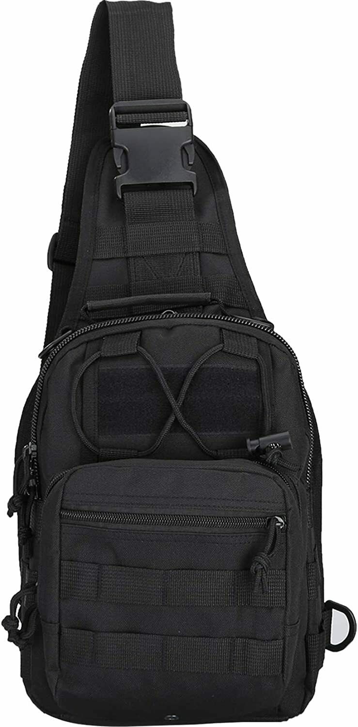 Men Backpack Tactical Sling Bag Chest Shoulder Body Molle Day Pack Pouch Black Mostore.com