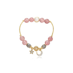 Natural Stone Star And Moon Strawberry Crystal Bracelet Women Mostore.com