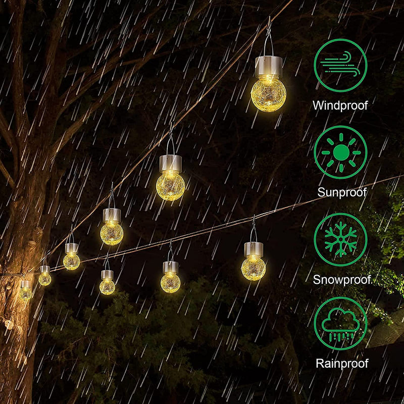 Outdoor Hanging Solar Lights Waterproof Glass Decorative Garden Lights Solar Lantern With Handle For Yard,Garden,Patio American Varieties