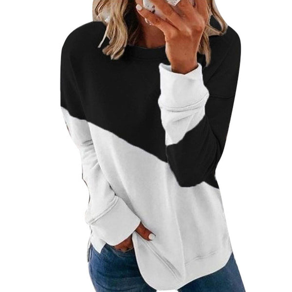 Round Neck Long Sleeve Sweater Color Matching Tops Sport Clothes American Varieties